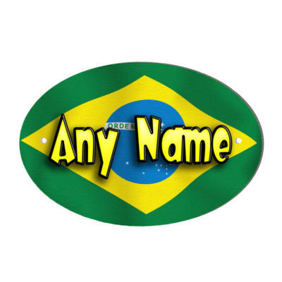 Brazilian Flag Design Personalised Door Name Plaque