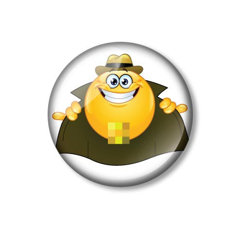 Flasher Smiley Fun 25mm Pin Backed Button Badge