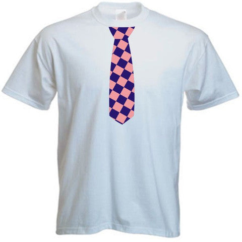 Fun Chequered Tie Motif T-Shirt