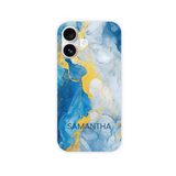 Blue Marble Effect Personalised Phone Case