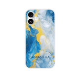 Blue Marble Effect Personalised Phone Case