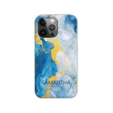 Blue Marble Effect Personalised Phone Case