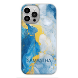 Blue Marble Effect Personalised Phone Case