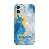 Blue Marble Effect Personalised Phone Case