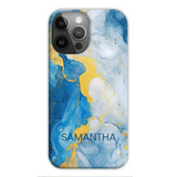 Blue Marble Effect Personalised Phone Case