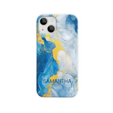 Blue Marble Effect Personalised Phone Case