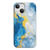 Blue Marble Effect Personalised Phone Case