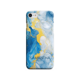 Blue Marble Effect Personalised Phone Case