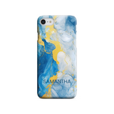 Blue Marble Effect Personalised Phone Case