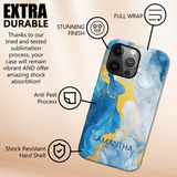 Blue Marble Effect Personalised Phone Case