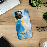 Blue Marble Effect Personalised Phone Case