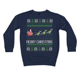 Ugly Christmas Sweater Dinosaur T-Rex Design Kids Sweatshirt