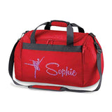 Personalised School Dance Gymnastic Shoulder Bag Holdall with Pink Sparkle Ballerina Motif