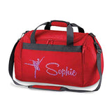 Personalised School Dance Gymnastic Shoulder Bag Holdall with Pink Sparkle Ballerina Motif