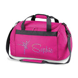 Personalised School Dance Gymnastic Shoulder Bag Holdall with Pink Sparkle Ballerina Motif