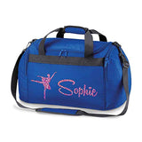 Personalised School Dance Gymnastic Shoulder Bag Holdall with Pink Sparkle Ballerina Motif