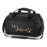 Personalised School Dance Gymnastic Shoulder Bag Holdall with Gold Stars Motif