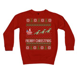 Ugly Christmas Sweater Dinosaur T-Rex Design Kids Sweatshirt