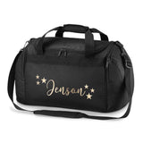 Personalised School Dance Gymnastic Shoulder Bag Holdall with Gold Stars Motif