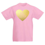 Girls Fun Big Sister Gold Heart Motif Fuchsia Pink T-Shirt
