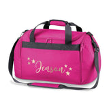 Personalised School Dance Gymnastic Shoulder Bag Holdall with Gold Stars Motif