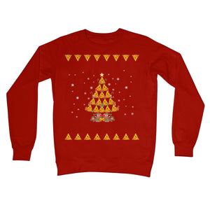Fun Pizza Christmas Tree Christmas Sweatshirt Crew Neck Sweatshirt