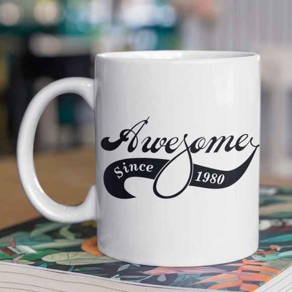 Awesome Since Year Of Birth Fun Varsity Style Text Birthday Mug