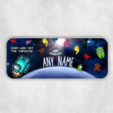 Among Us personalised pencil tin Cyan is not the imposter space design silver, back to school gift