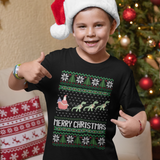 Ugly Christmas Sweater Dinosaur T-Rex Design Kids T-Shirt