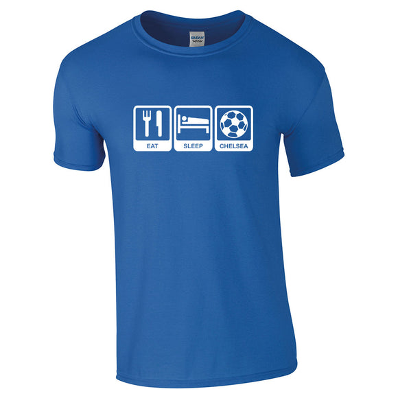 Eat Sleep Chelsea Adult Size Football Supporter T-Shirt