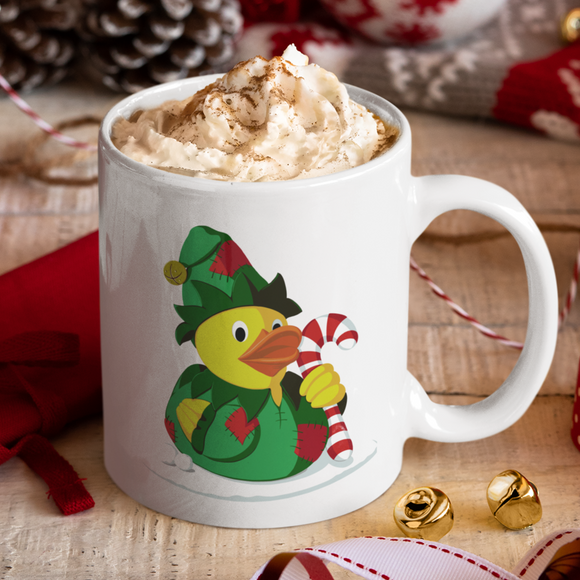 Fun Rubber Duck Elf Christmas Coffee Mug