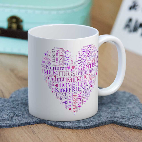 Mum Words Heart Mug