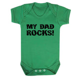 Fun My Dad Rocks Green Baby Vest