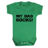 Fun My Dad Rocks Green Baby Vest