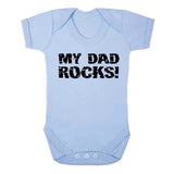 Fun My Dad Rocks Pale Blue Baby Vest