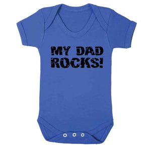 Fun My Dad Rocks Pale Blue Baby Vest