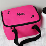 Pink Personalised Lunch Cool Bag With Hearts