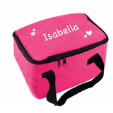 Pink Personalised Lunch Cool Bag With Hearts