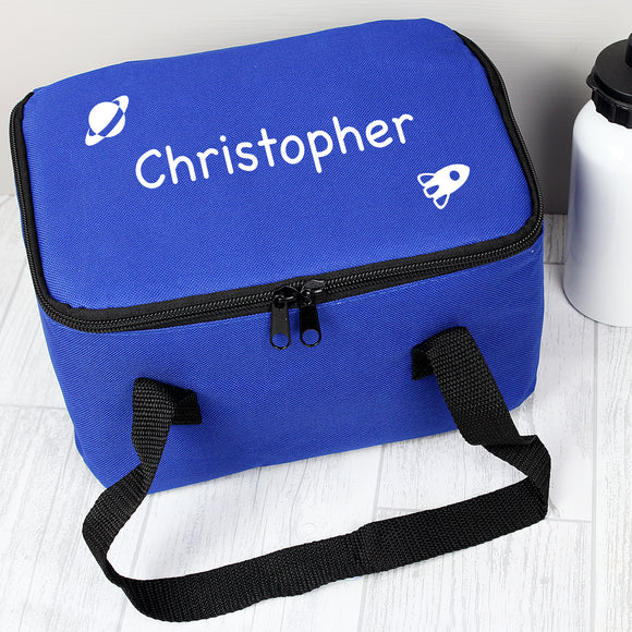 Blue Personalised Lunch Cool Bag With Rockets