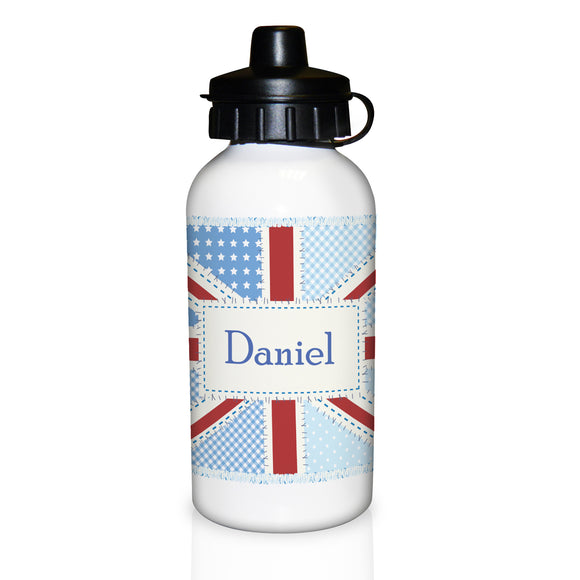 Patchwork Personalised Union Jack Drinks Bottle