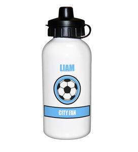 Football Fan Personalised Light Blue Design Drinks Bottle