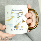 Personalised Golden Handled The Snowman Mug