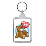 Personalised Teddy Bear and Balloon Motif Keyring