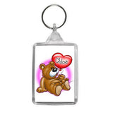 Personalised Teddy Bear and Balloon Motif Keyring