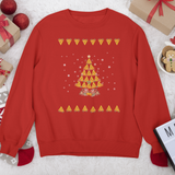Fun Pizza Christmas Tree Christmas Sweatshirt Crew Neck Sweatshirt