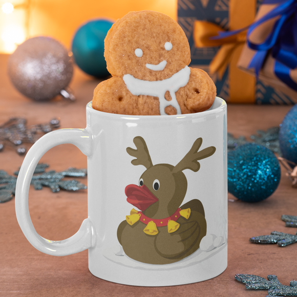 Fun Rubber Duck Rudolf Christmas Coffee Mug