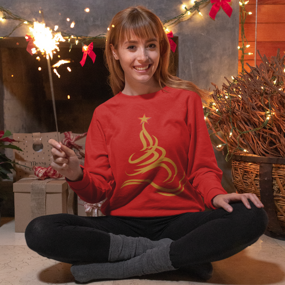 Minimalist Christmas Tree Motif Womens Crew Neck Sweatshirt