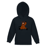Fun Cartoon Horse Waving Childs Hooded Top