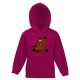 Fun Cartoon Horse Waving Childs Hooded Top