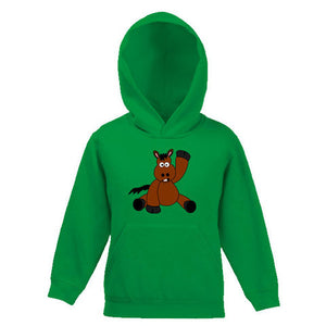 Fun Cartoon Horse Waving Childs Hooded Top